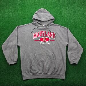 Maryland Terrapins Hoodie Sweatshirt Mens XL Gray Pullover NCAA College Logo